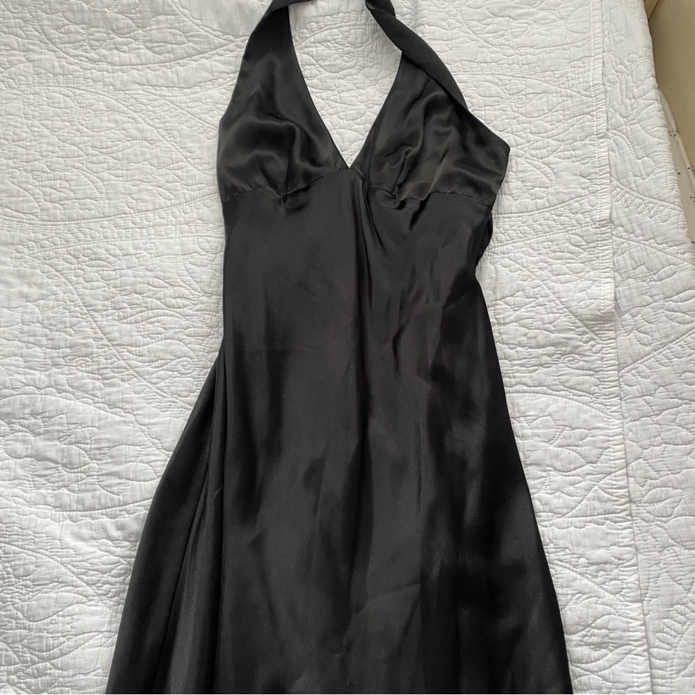 Black Satin mermaid tail halter neck prom dress